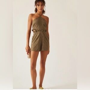 Anthropologie Hutch Solid Halter Romper